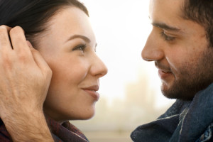 Close-up photo of romantic couple